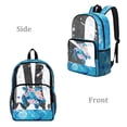 thumbnail image 2 of COEQINE Clear School Backpack for Girls, 17 Inch Transparent PVC Book Bag Heavy Duty See Through Bookbag for Women, Lightweight Travel Daypack for College Work, Sea Turtle Hibiscus Blue, 2 of 7