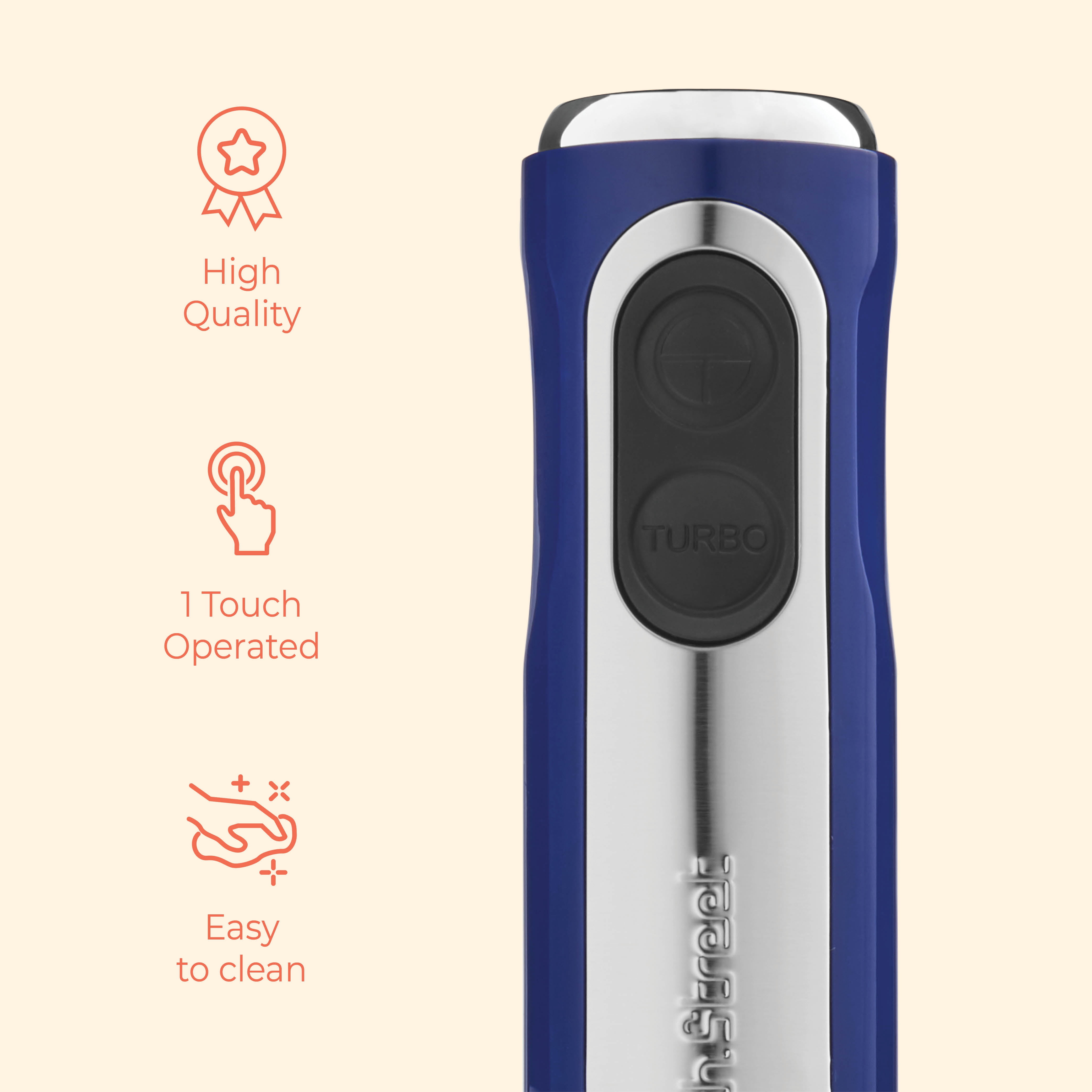 Powerful Immersion Blender, Electric Hand Blender 500 Watt with Turbo Mode, Detachable Base. Handheld Kitchen Blender Stick for Soup, Smoothie, Puree, Baby Food, 304 Stainless Steel Blades
