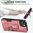 thumbnail image 4 of Compatible with iPhone 13 Mini Case Wallet with Card Holder, 360°Rotation Finger Ring Holder Kickstand Protective Premium PU Leather Back Flip Magnetic Clasp Shockproof Cover,Pink, 4 of 9