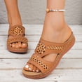 thumbnail image 2 of CAIXIA Women's Flat Sandals Women's Summer Platform Slide Sandals Open Toe Breathable Hollow Out Casual Shoes With Thick Sole,Brown, 2 of 8