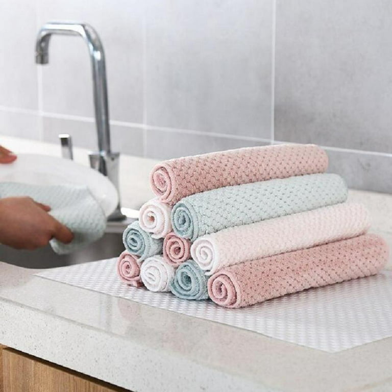 3 Pack Kitchen Towels, Premium Kitchen Towels, Kitchen Rags, Restaurant Cleaning  Cloths, Super Absorbent Coral Fleece, Oil Washable Non-Stick, Quick Dry,  for Chair Table, Dish 