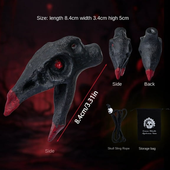 Aztec Death Whistle - Crow Skull Design, Resin Emergency Survival Whistle for Outdoor Sports & Camping