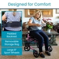 thumbnail image 3 of Andador con ruedas Vive Mobility - Andador médico plegable de 4 ruedas con asiento y bolsa - Ayuda de movilidad para adultos, personas mayores y personas con discapacidad (rosa perla, bolsa floral), 3 of 5