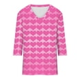 thumbnail image 5 of VALMASS Valentine's Day 3/4 Sleeve V Neck Shirts Women Casual Cute Heart Print Tee Plus Size Pullover Tops (XL, Pink-A), 5 of 5