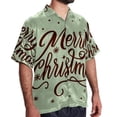 thumbnail image 2 of Christmas Font Men's Short Sleeve Shirts, Casual Hawaiian Print Button Down Summer Beach Top Unisex, 2 of 6
