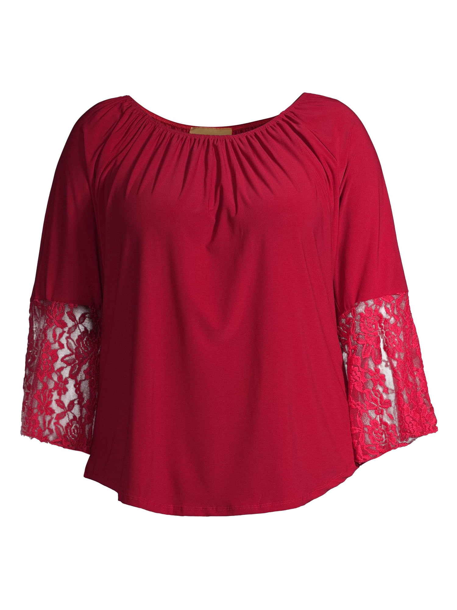 Ella Samani Women's Plus Size Long Lace Bell Sleeve Top