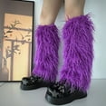 thumbnail image 4 of Yokua Fuzzy Faux Furs Leg Warmer Furs Heels Long Boot Cuffs Cover Carnivals Boot Cover, 4 of 20
