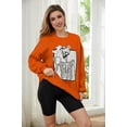 thumbnail image 4 of Meladyan Halloween Skull Graphic Print Fleece Oversized Sweatshirt Crewneck Long Sleeve Drop Shoulder Pullover, 4 of 10