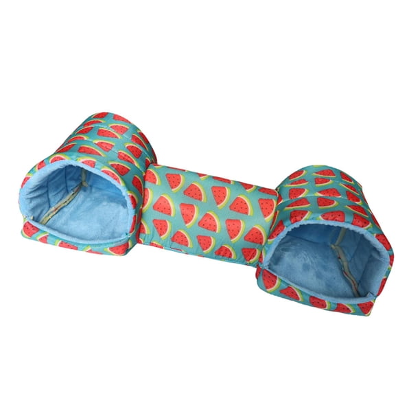 Guinea Pig para Mascotas Pequeñas Casa Refugio Tubo Escondite Juguete Divertido para Hámster Ratón Erizo Material Poliéster Cómodo Adecuado para Sandía Azul