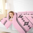 thumbnail image 5 of Castle Fairy Vintage Aztec King Bedding 7pcs,Tribal Geometric Motif King Bed in a Bag,Black Light Pink,Reversible, 5 of 7
