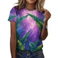 thumbnail image 3 of Palm Print T-Shirt O Neck Retro Print Big Size T-Shirts Short Sleeve Tees Womens Pretty Design, 3 of 5