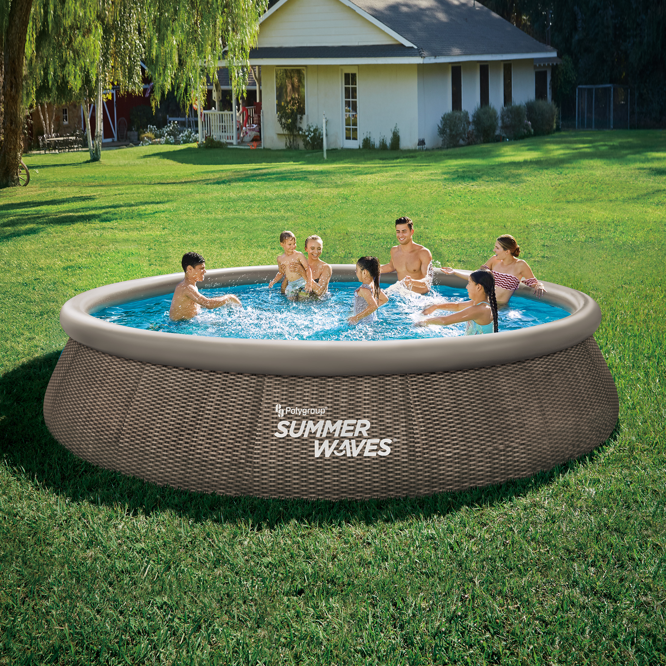 Summer Waves 15 ft Dark Double Rattan Quick Set Pool, Round, Ages 6+, Unisex - image 3 of 5
