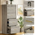 thumbnail image 4 of Tribesigns 4-Drawer File Cabinet for A4/F4/Letter/Legal Size Files, Vertical Wooden Filing Cabinet with Lock for Home Office, Gray, 4 of 9