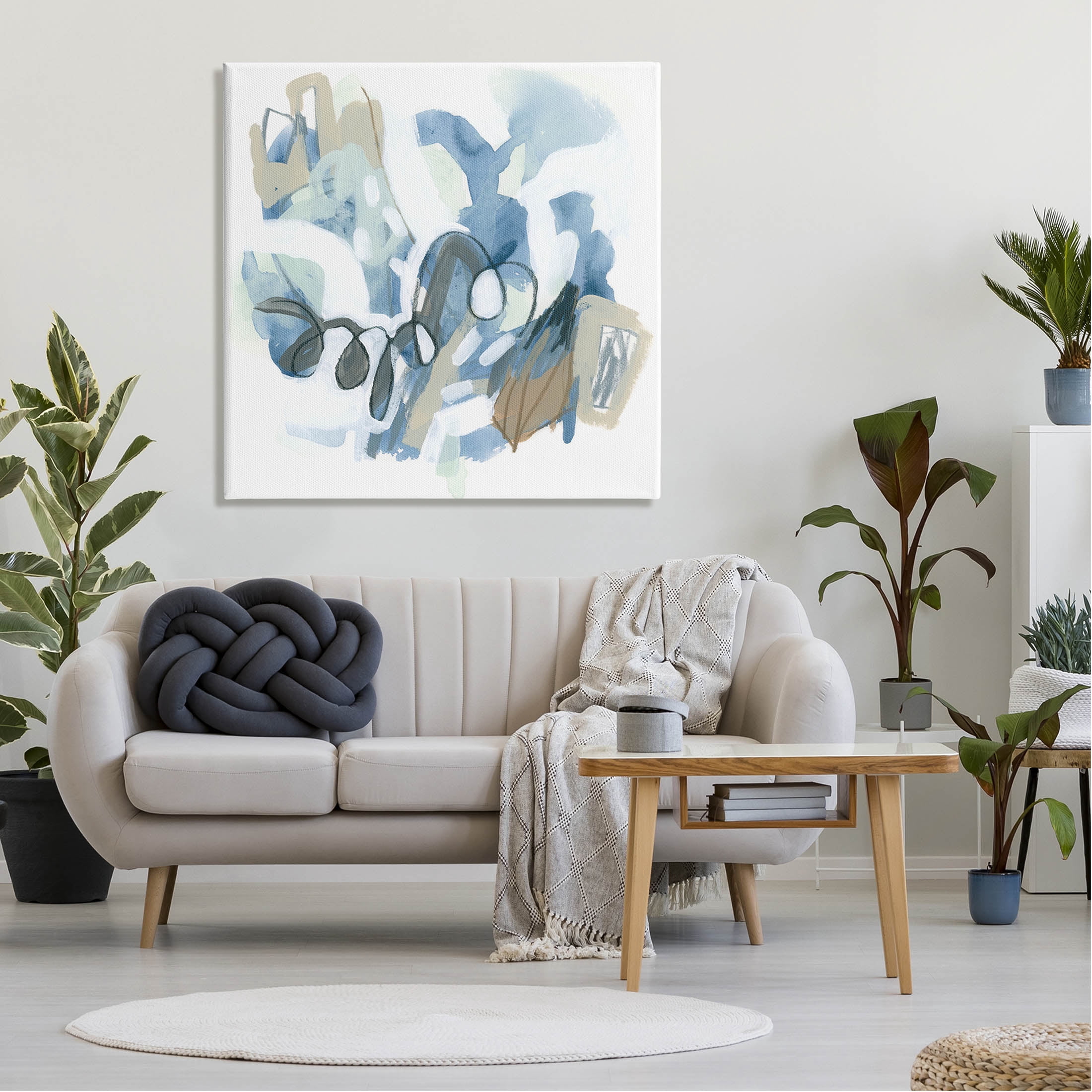 Stupell Industries Busy Blue Shapes Arrangement Painting Gallery Wrapped Canvas Print Wall Art, Design by June Erica Vess