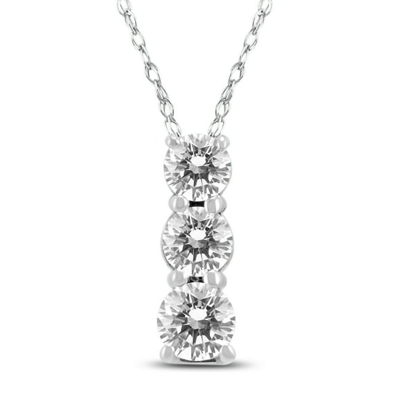 SZUL Women's 1/2 Carat TW Three Stone Diamond Pendant in 14K White Gold (K-L Color, I2-I3 Clarity)