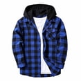 thumbnail image 5 of Stamzod Mens Fashion 2026 Plaid Hoodie Casual Long Sleeve Button Up Shirt Hoodies Oversized Flannel Jacket with Pockets Blue F XL, 5 of 9