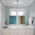thumbnail image 3 of Teal Brown Blue Wooden Kitchen Curtains Small Short 39 Inch Length, Farmhouse Vertical Striped Art Grommet Top Bedroom Living Room Curtains, Light Filtering Cafe Curtain Drapes 2 Panels Set 55''x39'', 3 of 9