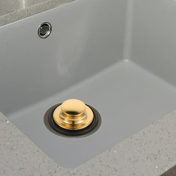 GARVALON 1Pcs Simple Design Kitchen Sink Stopper with Universal Use and Easy to Clean 3.3x3.3x1.4in Golden