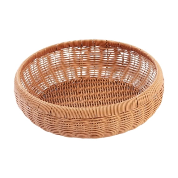 Beforeyayn Natural Rattan Tray Wicker Storage Bowls Hand Small Woven Wicker Basket Tray for Bread Fruit Key Round Fruit Baskets for Kitchen Entryway Tabletop Decorative Baskets Bowl