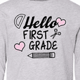 thumbnail image 4 of Inktastic Hello 1st Grade with Hearts and School Supplies Long Sleeve Youth T-Shirt, 4 of 5