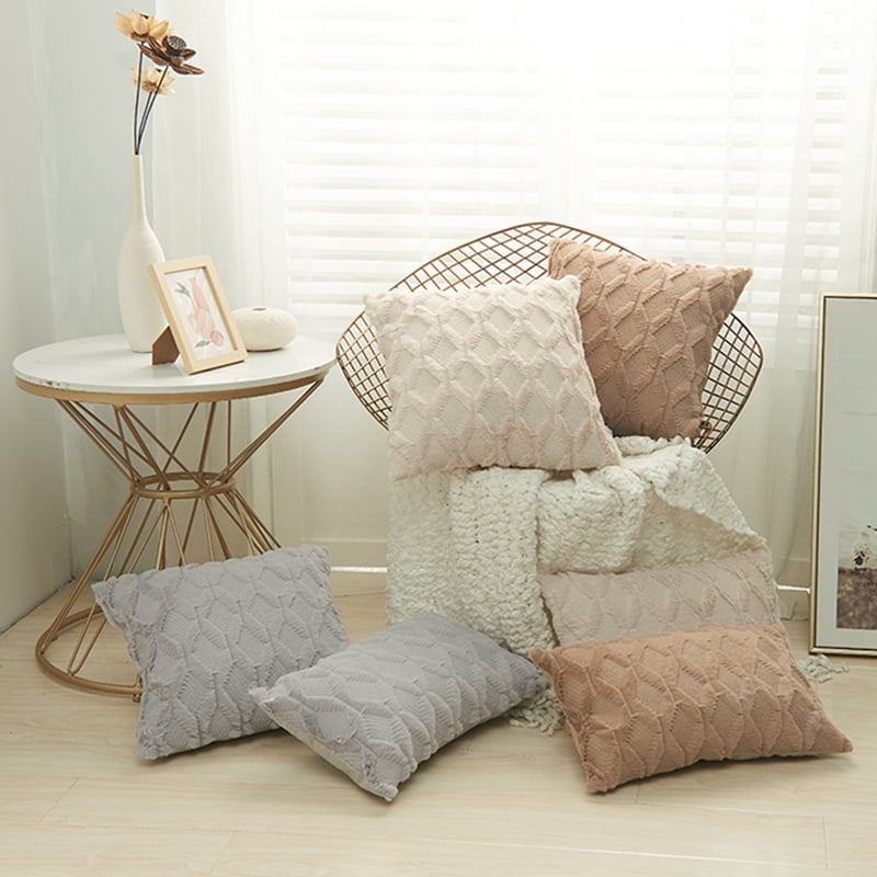Solid Color Plush Velvet Cushion Cover Soft Feel Pillow Case Home Sofa Bed Decor