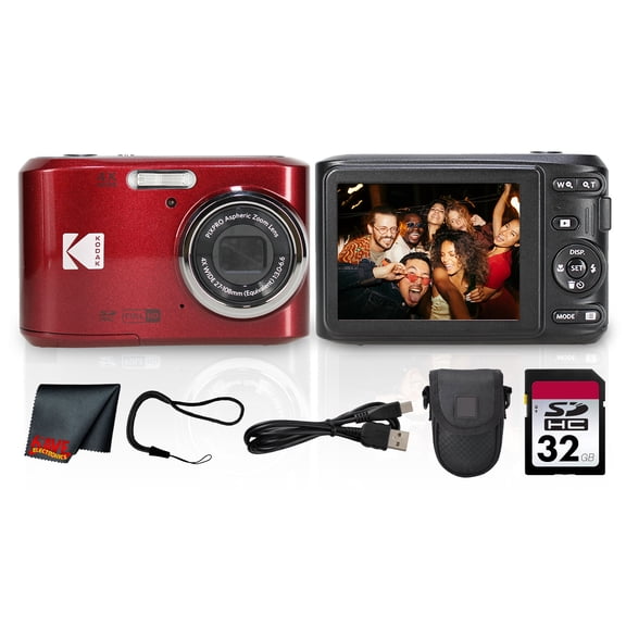 Kodak PIXPRO FZ45 Digital Camera (Red) (FZ45RD) 32GB Card Camera Case Cleaning Cloth