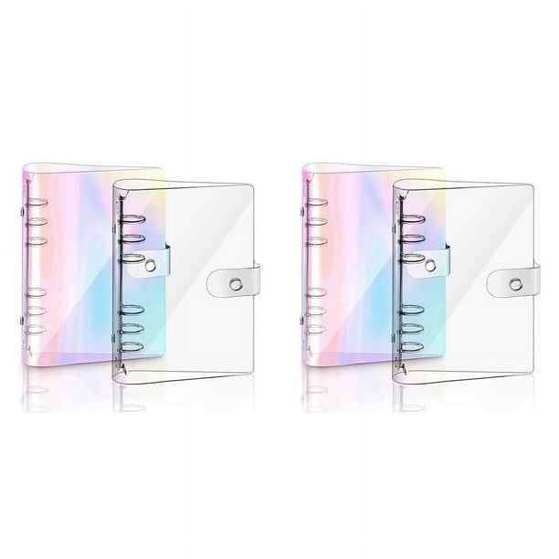 Carpeta de Cuaderno de PVC Suave ArcoíRis A5 de 4 Piezas, Cubierta de Cuaderno de PVC Suave Transparente, Carpeta de Planificador Personal de Hojas Sueltas