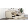 thumbnail image 5 of Harper & Bright Designs Twin Size Upholstered Daybed with Trundle and Button Tufted Backrest, Linen Sofa Bed with Nailhead Trim, Beige, 5 of 14