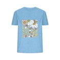 thumbnail image 1 of Blusas de Verano de las Mujeres Flor Impresa Cuello Redondo Manga Corta Superior, Verano Superior de las Mujeres, 1 of 4