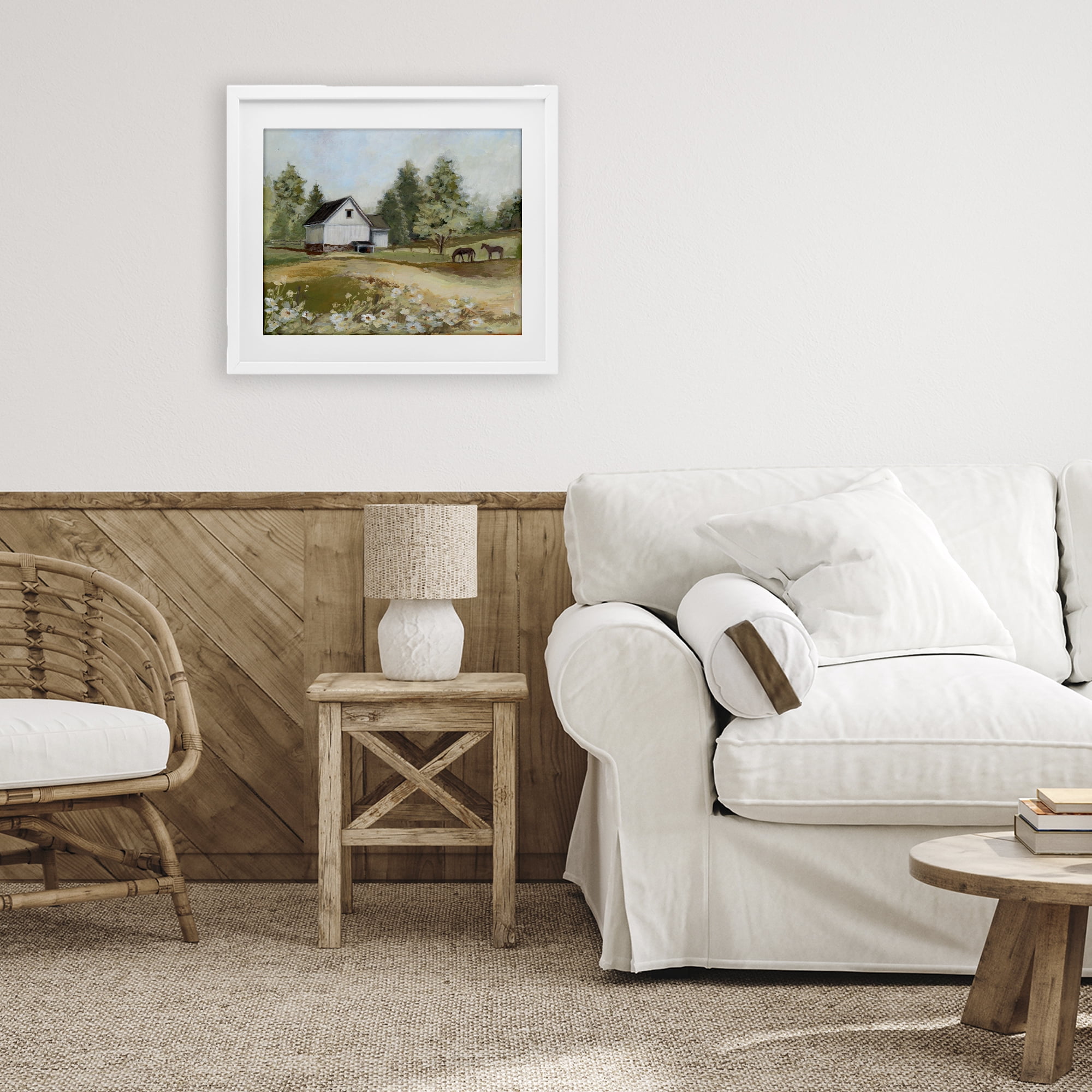 Stupell Industries Barn Field Landscape White Framed Print Under Glass, design by Susan Winget