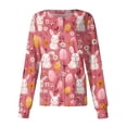 thumbnail image 2 of Fabrcox S-5XL Bunny Rabbit Scrubs Jacket for Women Long Sleeve Snap Front Easter Animals Pattern Nurse Uniform with Pocket, 2 of 5