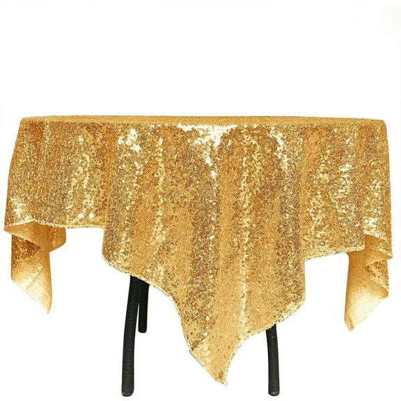 Viworld Sequin Tablecloth-Gold Sequin Table Overlay and Sequin Tablecloth/Linen for Wedding/Party/Event/Decoration-Gold