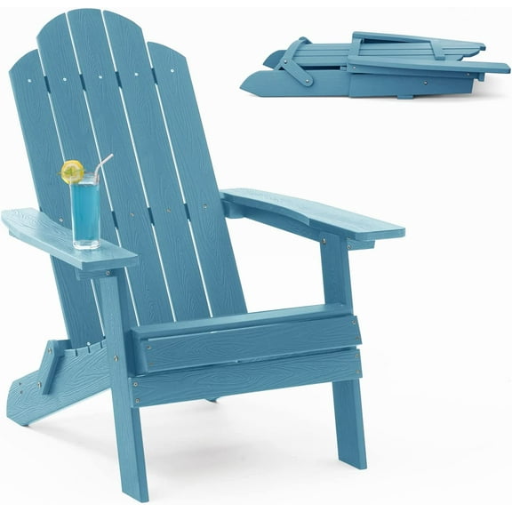 Chair: Folding Chairs Fire Pit Chairs Plastic Outdoor Chairs for Lawn Backyard Deck Garden Camping - Blue