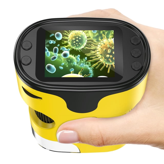 Microscopio portátil BEBANG 1000X 4K con pantalla de 2.0 pulgadas para niños, amarillo