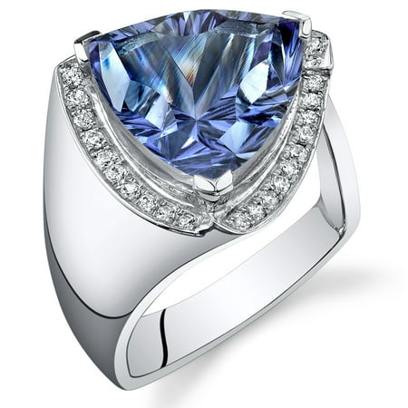 Peora 7.00 Ct Created Alexandrite Engagement Ring in Rhodium-Plated Sterling Silver
