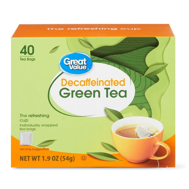Great Value Decaffeinated Green Tea, Tea Bags, 1.9 oz, 40 Count