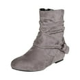 thumbnail image 3 of Willtoo Women's Fashion Mid Calf Flat Heel Side Zipper Slouch Boots Gray, 3 of 6