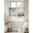 thumbnail image 2 of Modern Marble Sheer Curtains 54 Inch Length 2 Panels Set, Abstract Ink Painted Art Golden Voile Window Treatment Rod Pocket Short Kitchen Curtains Drapes for Bedroom 52"x54"x2, 2 of 7