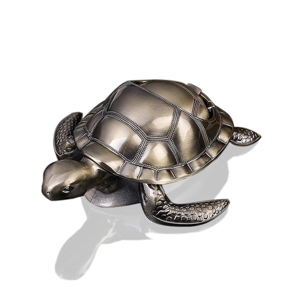 Turtle Ashtray with Lid Windproof Metal Ashtrays Outdoor, Indoor Ashtray for Cigarettes, Vintage Practical Decoration Ashtrays for Cigarettes Metal Gift for Men Women