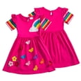 thumbnail image 6 of YTDSCS Kids Toddlers Short Sleeve Dresses for Girls,3-8Y Baby Flower Dress Butterfly Soft A line Twirly Skater Casual Stylish Rainbow Summer Sleeves Skirt, 6 of 8
