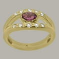 thumbnail image 2 of LBG British Made 18k Yellow Gold Natural Pink Tourmaline & Diamond Womens Band Ring - 33 size options - Size 7.75, 2 of 7