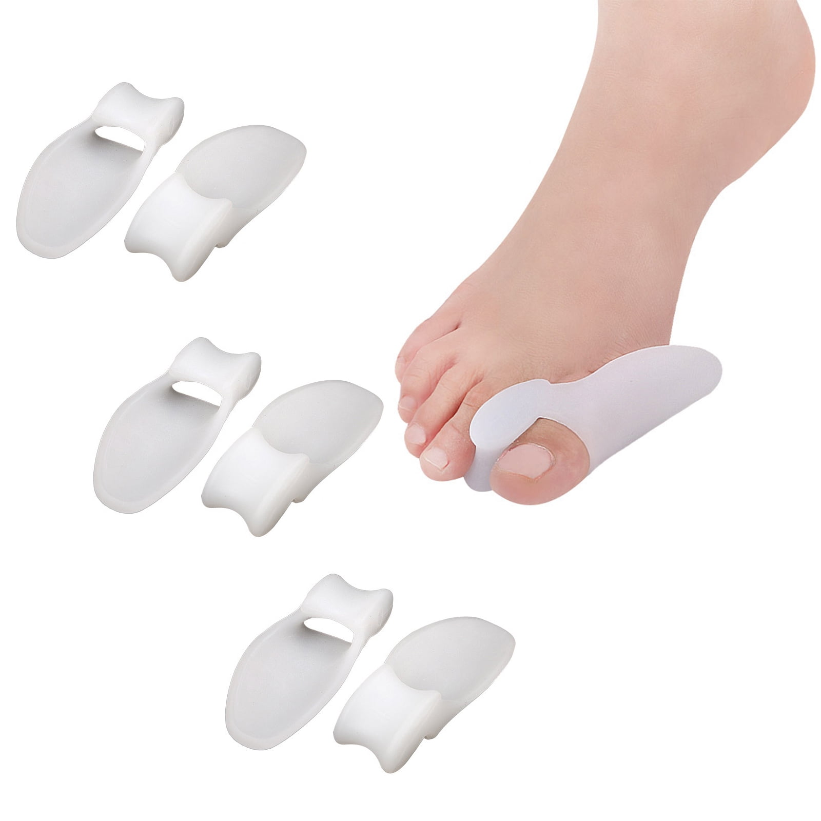 Bunion Corrector for Women and Men MICPANG Bunion Pads Splint for Bunion Relief Gel Silicone Bunion Correctors for Women Big Toe Separator Cushion - White, 3 Pairs