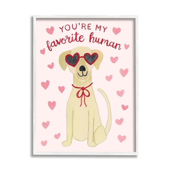 Stupell Industries Favorite Human Dog Pink Hearts Wearing Sunglasses , 24 x 30, Design by Heather Strianese