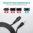 thumbnail image 2 of Cable de alimentación AC para computadora portátil, cable de alimentación universal de 5 pies, 125 V, 2 of 5
