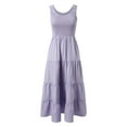 thumbnail image 4 of Wdgfv Women's Elegant Maxi Flowy Boho Tiered Beach Dress with Square Neck and Pockets, 4 of 5