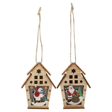 

2pcs Christmas Hanging Ornaments Wooden Hangings Night Light Hanging Decoration