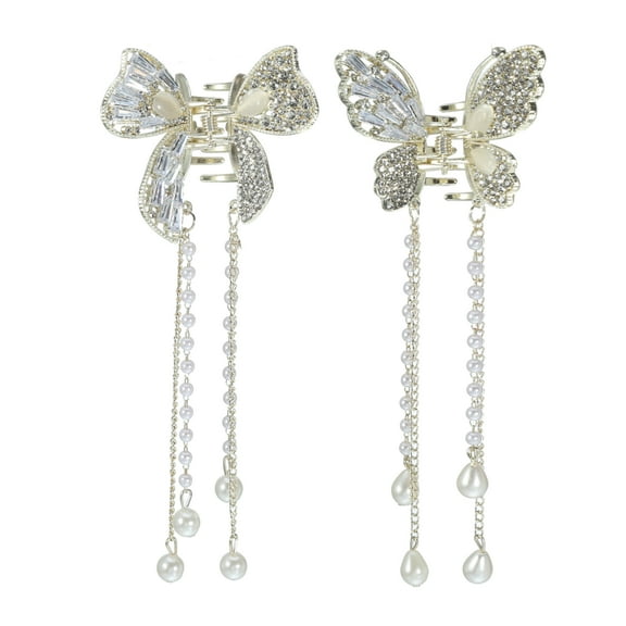Unique Bargains 2pcs Hair Clip Classic Hollow Butterfly Tassel Hair Clip Elegant Cute Hair Accessories for Women