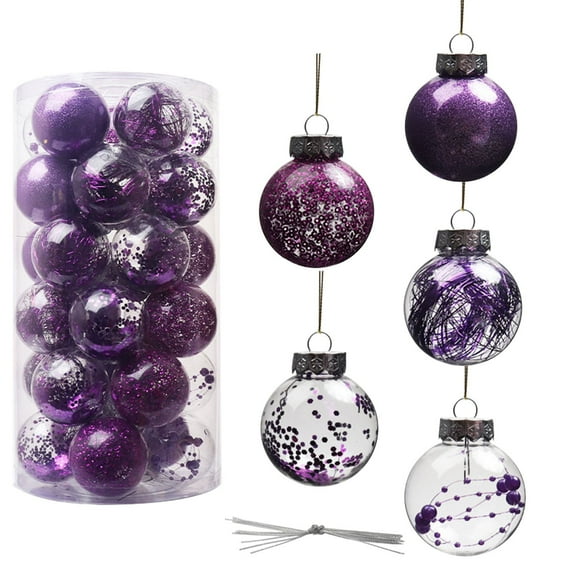 Aooww 30Pcs Christmas Ornaments Christmas Baubles Xmas Tree Decorations Shatterproof Christmas Balls for Christmas Holiday Wreath Wedding Party Decorations, Purple, 30PCS