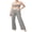 Grey, variant on EYIIYE Women Summer Tracksuits Outfits Ladies Sleeveless Bustier Contrast Color Boat Neck Strapless Tube Tops High Waist Long Pants 2 Pieces Casual Fashion Clothes Set Streetwear