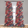 thumbnail image 2 of Alstroemeria Window Curtains, Abstract Boho Contemporary Art Design Flowers with Leaves and Dots, Lightweight Decor 2-Panel Set with Rod Pocket, Pair of - 28"x84", Dark Pink Coral Indigo, by Ambesonne, 2 of 3